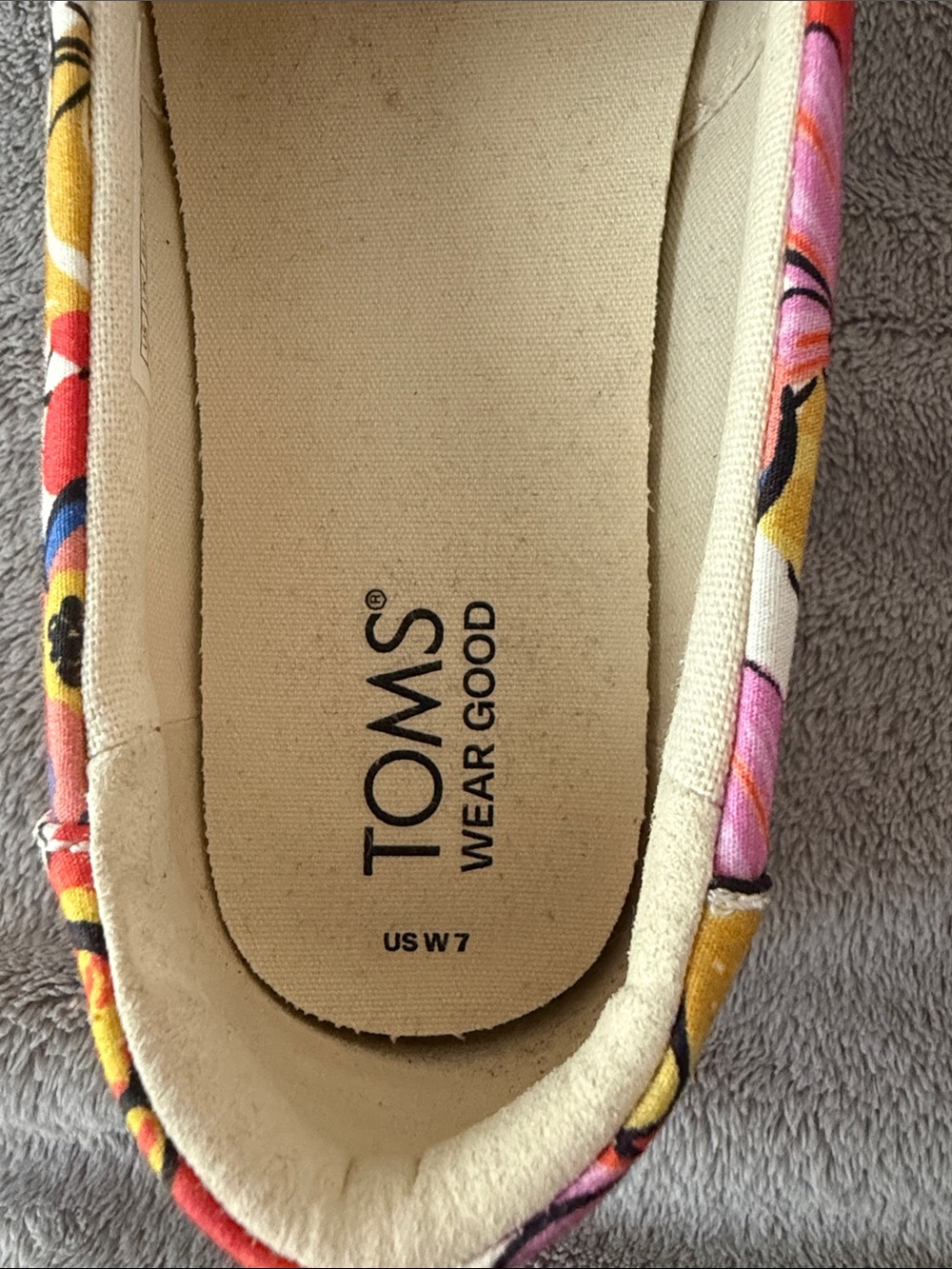 TOMS Floral Canvas Espadrilles in Pink, Yellow & Blue - Picture 6 of 7